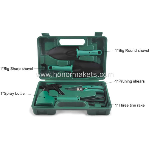 Customized Portable Garden Work Tools Set Gardening Tools for Home useful green Garden Tool Set With Carrying Case